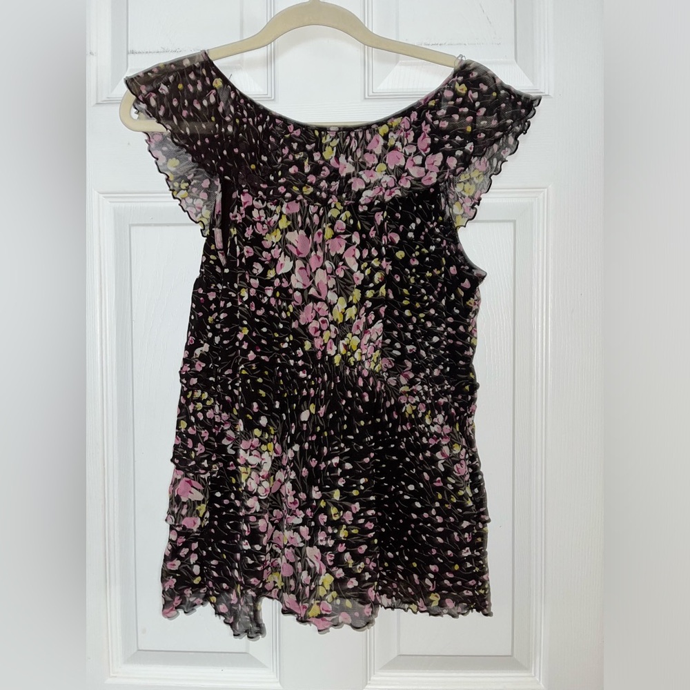 Apt. 9 Black Sleeveless Ruffle Floral Tank - Picture 3 of 3